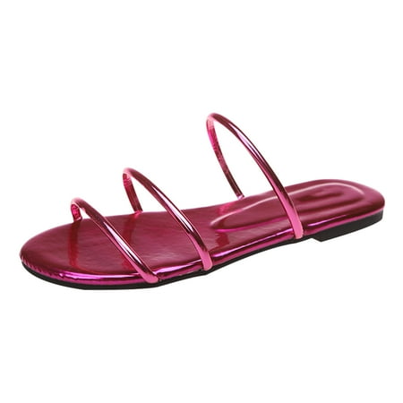 Womens Sandals Women s Sandals Women s Sandals New Fashion Bright Color Strap Flat Sandals