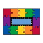 Rectangular Kid's Rug w Alphabet & Rainbow Puzzle Theme (78 in. x 113 in.)