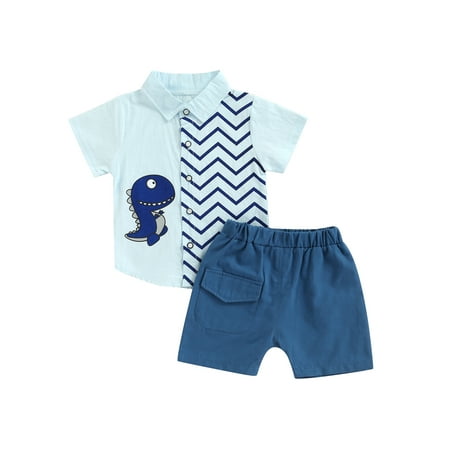 Suanret Toddler Kids Boys Summer 2Pcs Outfit Sets Short Sleeve Wave Dinosaur Print T-shirt + Shorts with Pocket Blue 2-3 Years
Suanret Toddler Kids Boys Summer 2Pcs Outfit Sets Short Sleeve Wave Dinosaur Print T-shirt + Shorts with Pocket Blue 2-3 Years