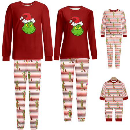 Holiday Family Matching Christmas Pajamas The Grinch Red Stripe Print Baby-Kids-Adult-Pet Size 2 Pieces Top and Pants Bodysuits Pajamas Set
Holiday Family Matching Christmas Pajamas The Grinch Red Stripe Print Baby-Kids-Adult-Pet Size 2 Pieces Top and Pants Bodysuits Pajamas Set