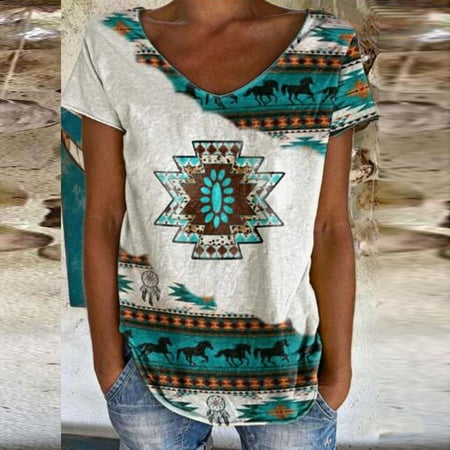 Womens Tshirt Loose Fit Short Sleeve Shirt Trendy boho print Blouses Comfy Soft V Neck Blouse Tee
Womens Tshirt Loose Fit Short Sleeve Shirt Trendy boho print Blouses Comfy Soft V Neck Blouse Tee