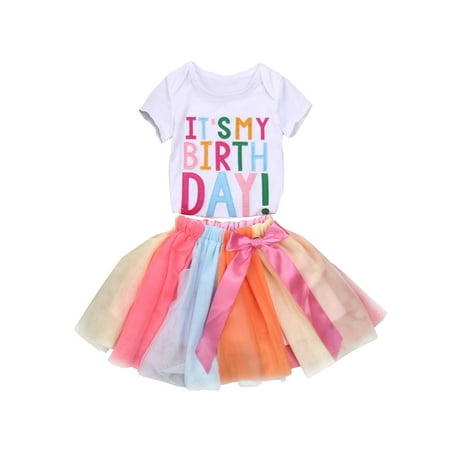 Nituyy Short Sleeve Skirt Set for Baby Girls T-shirt and Rainbow Skirt for Birthday
Nituyy Short Sleeve Skirt Set for Baby Girls T-shirt and Rainbow Skirt for Birthday