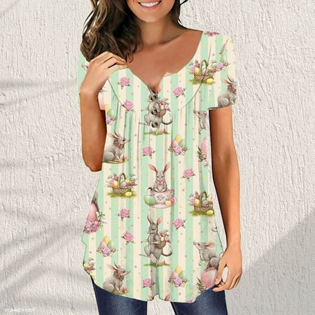 Kakina CMSX Womens Tops Plus Size Clearance Women Fashion Summer Sexy Fold Easter Day s Print Regular Women Short Sleeves Round Neck Button Top
Kakina CMSX Womens Tops Plus Size Clearance Women Fashion Summer Sexy Fold Easter Day s Print Regular Women Short Sleeves Round Neck Button Top