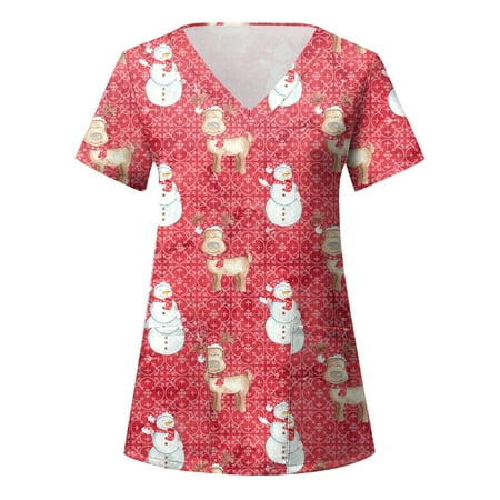 Christmas Scrubs Tops for Women Casual Christmas Print Short Sleeve Pocket Loose Caring Workwear
Christmas Scrubs Tops for Women Casual Christmas Print Short Sleeve Pocket Loose Caring Workwear