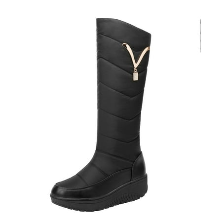 jsaierl Warm Thick Cotton Boots Down Cloth Space Cotton Women s Boots High Boots