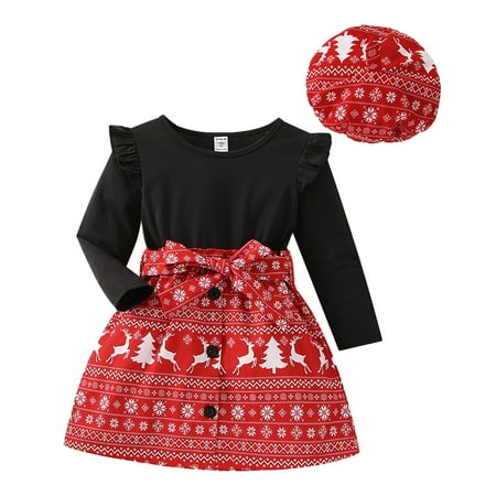 Girls Fashion Dresses Children Girls Child Christmas Long Sleeve Cartoon Prints Dresses Princess Dress Hat Outfits
Girls Fashion Dresses Children Girls Child Christmas Long Sleeve Cartoon Prints Dresses Princess Dress Hat Outfits