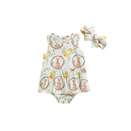 Suanret 2Pcs Infant Baby Girls Easter Outfit Rabbit Print Round Neck Sleeveless Romper Dress Hairband White 0-3 Months
Suanret 2Pcs Infant Baby Girls Easter Outfit Rabbit Print Round Neck Sleeveless Romper Dress Hairband White 0-3 Months