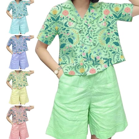 Pajamas Set for Women Bohemian Turn-down Collar Daily Wear Pockets Elastic Waist Plus Size Summer Blouse Shorts Suit Two Piece Beach Outfits
Pajamas Set for Women Bohemian Turn-down Collar Daily Wear Pockets Elastic Waist Plus Size Summer Blouse Shorts Suit Two Piece Beach Outfits