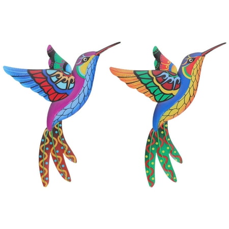 2pcs Iron Hummingbird Hanging Decor Novel Balcony Garden Pendants Iron Crafts