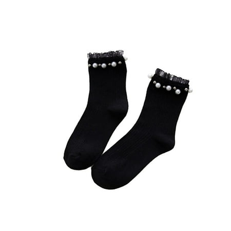 1 Pair Medium Tube Cotton Stocking Japanese Lace Pearl Socks Pile Socks Lady Socks for Student Girl (Black)
1 Pair Medium Tube Cotton Stocking Japanese Lace Pearl Socks Pile Socks Lady Socks for Student Girl (Black)