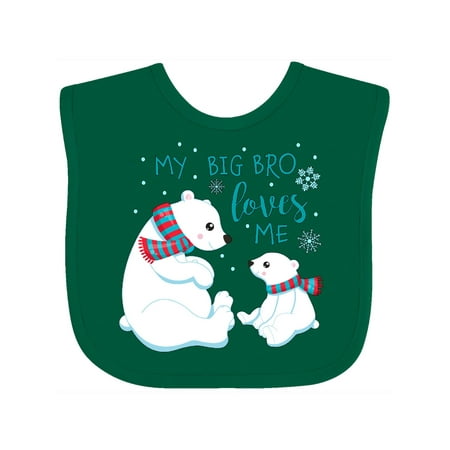 Inktastic My Big Bro Loves Me- cute polar bears Gift Baby Boy or Baby Girl Bib