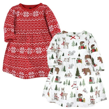 Hudson Baby Infant and Toddler Girl Cotton Dresses Christmas Forest 6 Years
