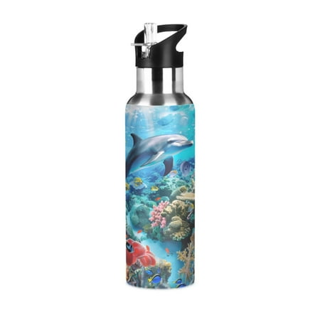ALAZA Dolphin Coral under Sea Water Bottle Insulated Flask Stainless Steel Straw Lid 20 oz
ALAZA Dolphin Coral under Sea Water Bottle Insulated Flask Stainless Steel Straw Lid 20 oz