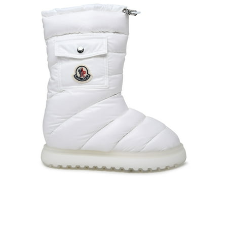 Moncler Woman Gaia Pocket Mid Boots In White Laqué Nylon