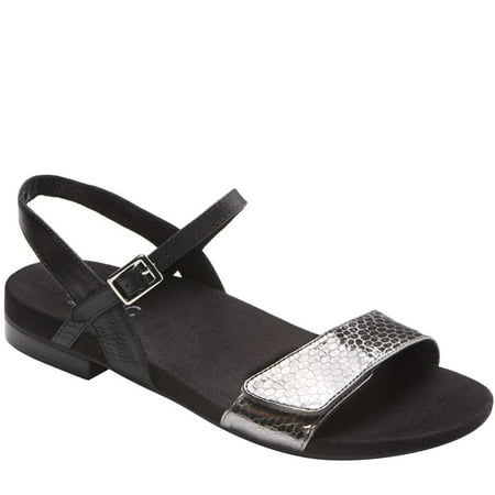 Vionic by Orthaheel Sondra Black Leather Sandals