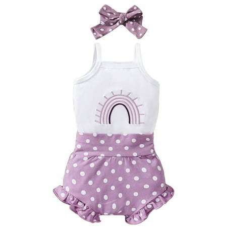 Toddler Outfits Sets For Teens Summer Baby Girl Rainbow Embroidered Camisole Romper Polka Dot Shorts Three Piece Baby Pants Fashion Baby Kids Clothes Suit
Toddler Outfits Sets For Teens Summer Baby Girl Rainbow Embroidered Camisole Romper Polka Dot Shorts Three Piece Baby Pants Fashion Baby Kids Clothes Suit