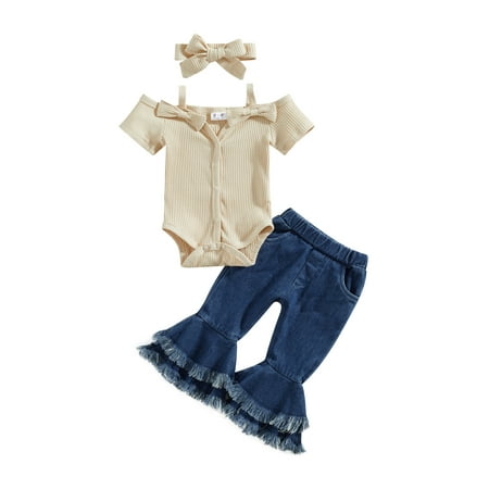 Bagilaanoe 3pcs Newborn Baby Girl Long Pants Set Short Sleeve Romper Tops + Jeans Flare Trousers + Headband 6M 12M 18M 24M Infant Casual Outfits
Bagilaanoe 3pcs Newborn Baby Girl Long Pants Set Short Sleeve Romper Tops + Jeans Flare Trousers + Headband 6M 12M 18M 24M Infant Casual Outfits