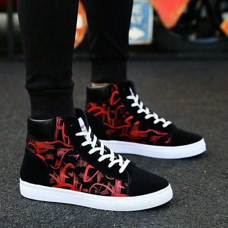 MENS LACE UP CASUAL FLAT HIGH TOP ANKLE BOOTS SHOES TRAINERS SNEAKERS UK SIZE