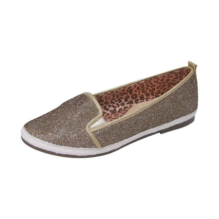 FUZZY Lacy Women Extra Wide Width Casual Metallic Flat BRONZE 7.5