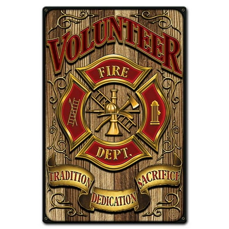 Past Time Signs ERA004 Volunteer Fire Dept Sign - 12 x 8 in.