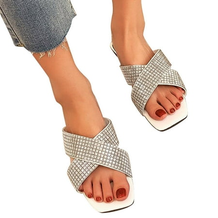 Cathalem Dressy Flat Sandals for Women Wide Width Solid Rhinestone Sandals Shoes Color Fashion Flat Ladies Shoes Strap Women s Sandal White 6.5
Cathalem Dressy Flat Sandals for Women Wide Width Solid Rhinestone Sandals Shoes Color Fashion Flat Ladies Shoes Strap Women s Sandal White 6.5
