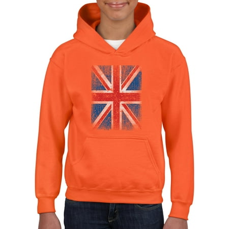 Union Jack Disstressed British Flag Unisex Hoodie For Girls and Boys Youth Sweatshirt