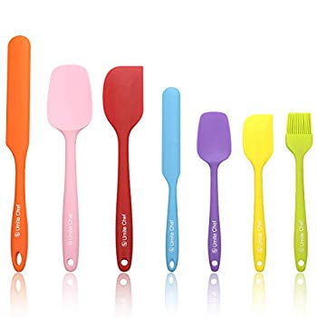 Silicone Spatula 7-piece Set, Mini Rubber Spatula Set-Versatile Tools Created for Baking and Mixing-One Piece Design, Non-Stick & Heat Resistant-Stainless Steel Core (Multicolor)