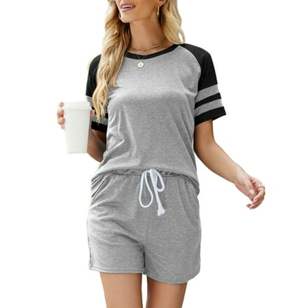 Glookwis Womens Short Sleeve Pajamas Set Color Block Stripe Tops and Shorts Loungewear
Glookwis Womens Short Sleeve Pajamas Set Color Block Stripe Tops and Shorts Loungewear