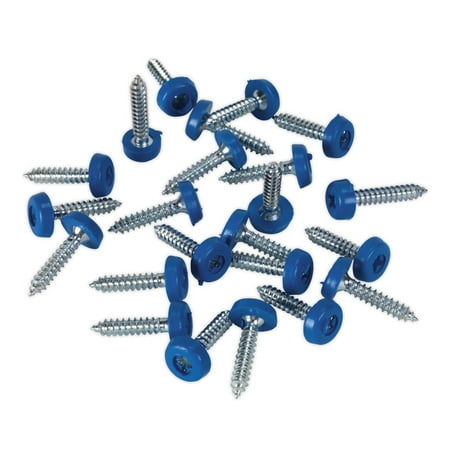 Sealey Ptnp8 Number Plate Screw Plastic Enclosed Head 4.8 X 24Mm Blue 50Pc