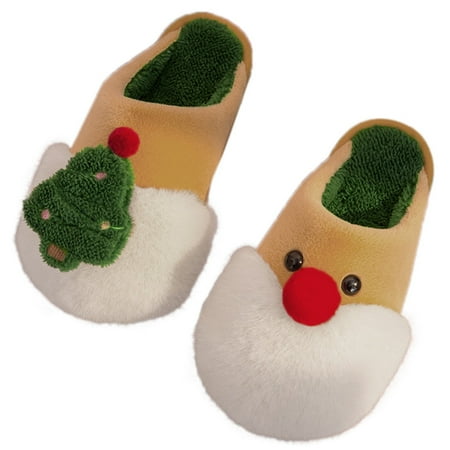 Christmas Dolls Women Santa Slippers Puffy Winter Warm Animal Shaped Girls Dolls Indoor Flat Slipper Santa Slippers