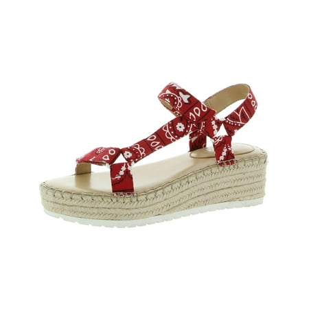 Nine West Womens Glampin 7 Bandana Print Summer Wedge Sandals