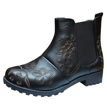 Fashion Women Embroidery Flowers Square Heels Slip On Short Booties Round Toe Shoes
Fashion Women Embroidery Flowers Square Heels Slip On Short Booties Round Toe Shoes