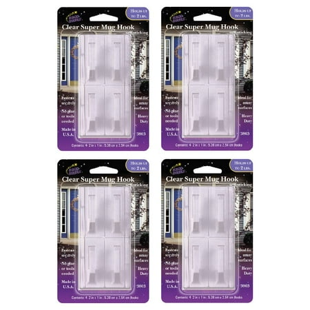 Magic Mounts Super Mug Hooks 3803 Heavy Duty Self Stick Adhesive Clear 4 Count 4 Packs
Magic Mounts Super Mug Hooks 3803 Heavy Duty Self Stick Adhesive Clear 4 Count 4 Packs