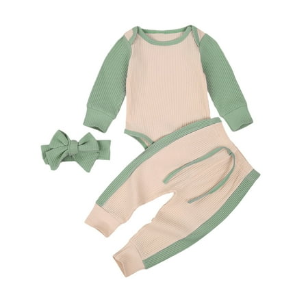 Mlpeerw Newborn Baby 3-piece Outfit Set Long Sleeve Color Block Romper+Pants+Headband Set for Kids Baby
Mlpeerw Newborn Baby 3-piece Outfit Set Long Sleeve Color Block Romper+Pants+Headband Set for Kids Baby