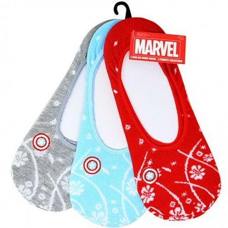 Captain America Comic Retro Floral Women s 3-Pack Ankle Socks
