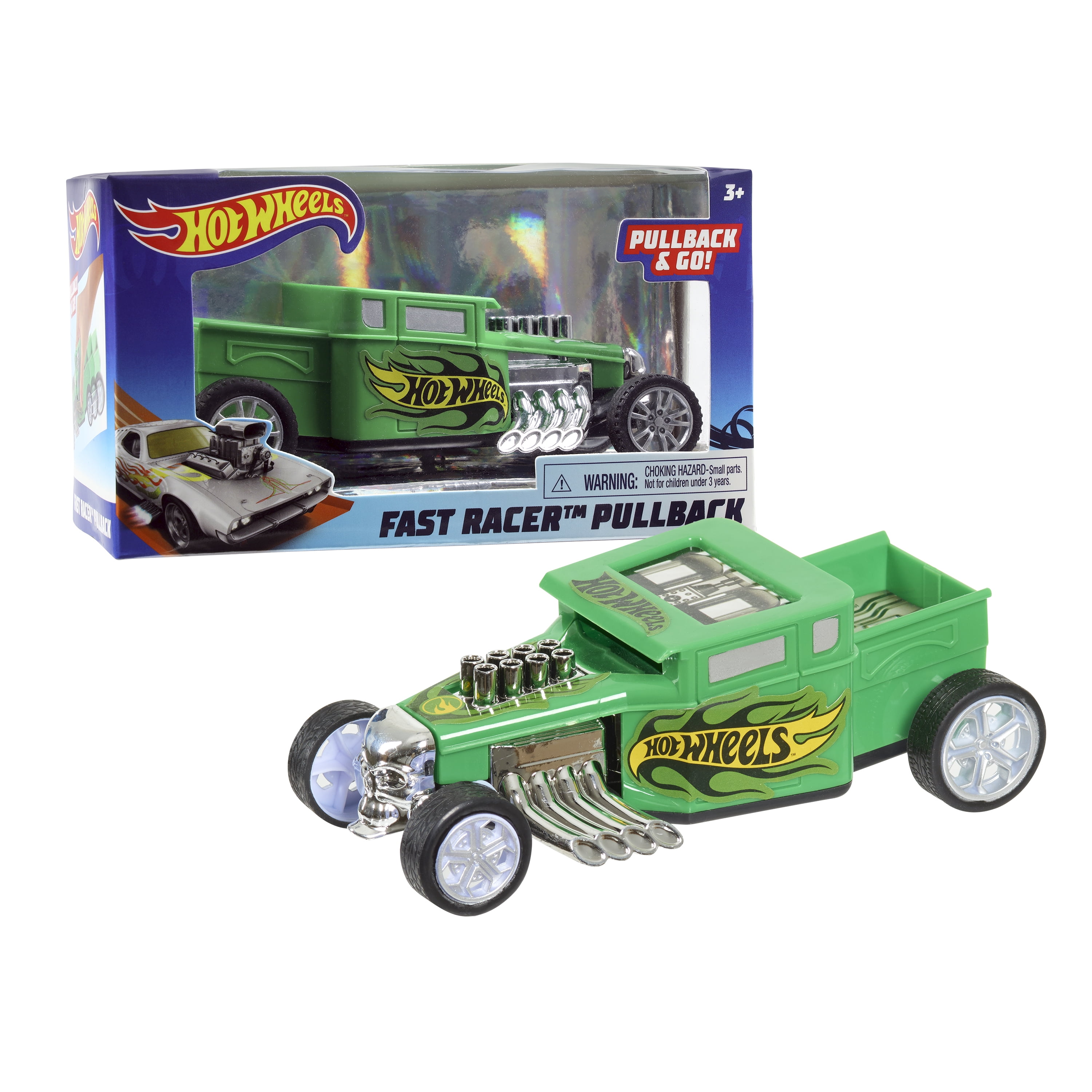 Hot Wheels Pull Back Racers Green Bone Shaker Car Play Vehicles