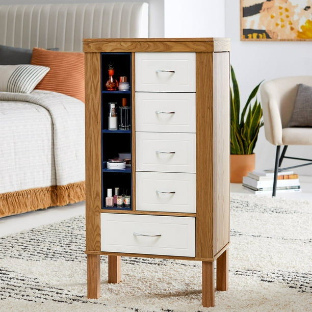 Belham Living Additional Shelf Storage Standing Jewelry Armoire - Natural