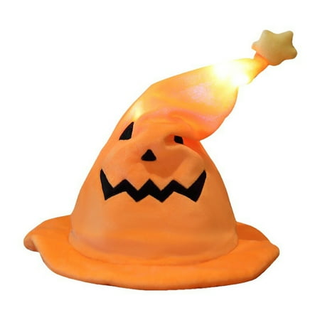 Sunisery Halloween Electric Pumpkin Elf Hat Devil Expressions Cute Glow Up Cap