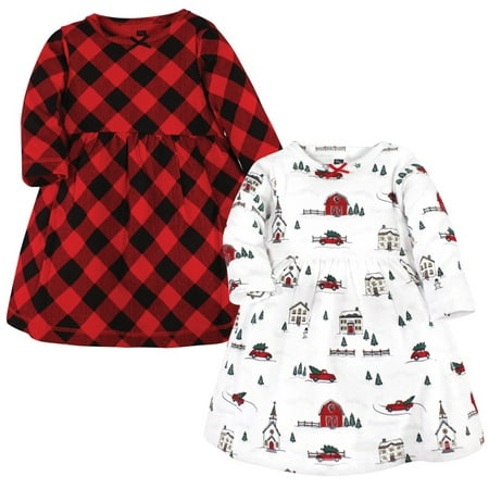Hudson Baby Infant and Toddler Girl Cotton Dresses Christmas Scene 7 Years