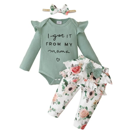 KIMI BEAR Baby Girls Romper Outfits 6 Months Newborn Girls Fall Winter Clothing Set Letter Print Pit Stripe Long Sleeve Jumpsuit Floral Pants Headband 3PCs Set 6-12 Months Light Green
KIMI BEAR Baby Girls Romper Outfits 6 Months Newborn Girls Fall Winter Clothing Set Letter Print Pit Stripe Long Sleeve Jumpsuit Floral Pants Headband 3PCs Set 6-12 Months Light Green