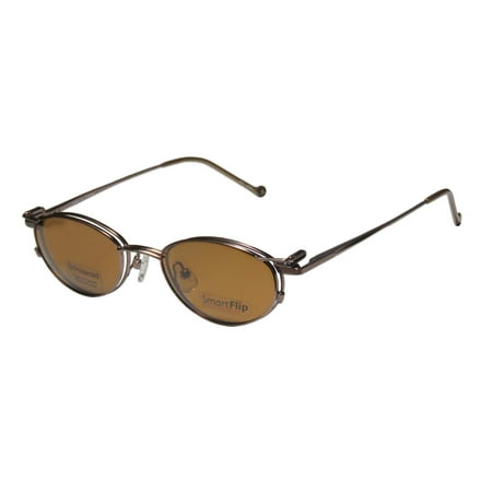 New Smartflip 405 Mens/Womens Designer Full-Rim Bronze / Caremel Clip-On Lens Polarized Clip-on Lenses By Frame Demo Lenses 48-19-135 Sunglass Lens Clip-Ons Flexible Hinges Eyeglasses/Spectacles