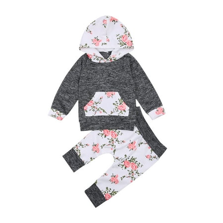 Canrulo Toddler Baby Girls Clothes Cute Floral Print Hooded Pullover Tops + Pants Spring Fall Outfits 2Pcs Set Gray 12-18 Months
Canrulo Toddler Baby Girls Clothes Cute Floral Print Hooded Pullover Tops + Pants Spring Fall Outfits 2Pcs Set Gray 12-18 Months