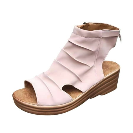 Wandatree Women s Solid Summer Comfy Sandals Slope Heel Casual Beach Shoes Clearance