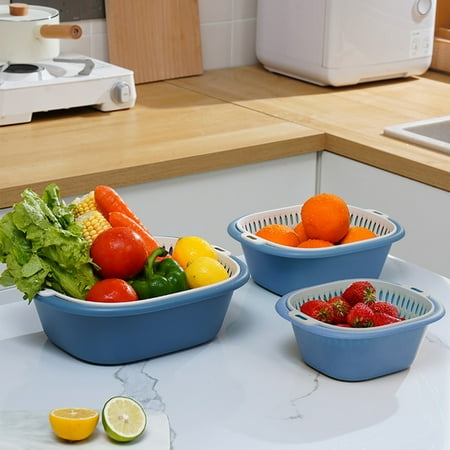 CQCYD 6Pcs Vegetable Washing Basket Kit 2-in-1 Draining Basket Fruit Cleaning Bowl Kitchen Rack Basket Vegetable Basket Premium Cookware Kitchen Tools and Gadgets Blue
CQCYD 6Pcs Vegetable Washing Basket Kit 2-in-1 Draining Basket Fruit Cleaning Bowl Kitchen Rack Basket Vegetable Basket Premium Cookware Kitchen Tools and Gadgets Blue