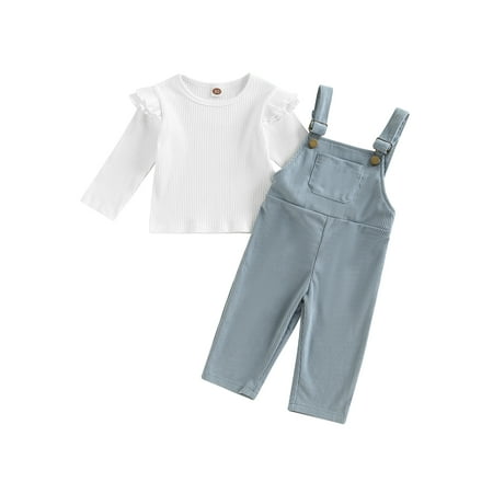 Toddler Baby Girl Fall Clothes Kids Ruffle Long Sleeve Ribbed T-Shirt Tops Suspender Pockets Pants
Toddler Baby Girl Fall Clothes Kids Ruffle Long Sleeve Ribbed T-Shirt Tops Suspender Pockets Pants
