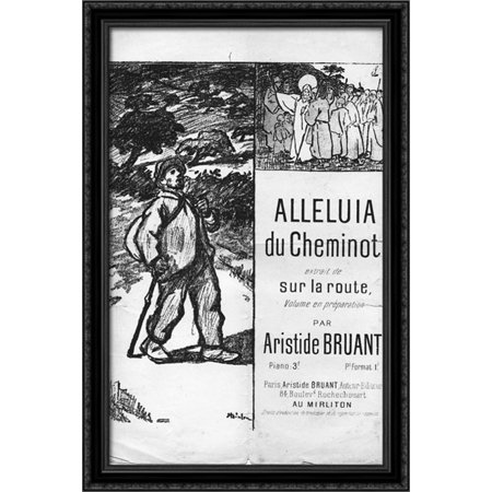 Alleluia de Cheminot 26x40 Large Black Ornate Wood Framed Canvas Art by Theophile Steinlen