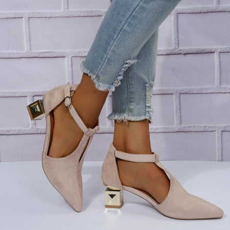 Womens T-Strap Pointed Toe Solid Color Pumps Chunky Pumps Dress Shoes Office Dress Party Wedding
Womens T-Strap Pointed Toe Solid Color Pumps Chunky Pumps Dress Shoes Office Dress Party Wedding