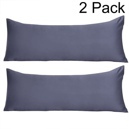 2Pack Satin Body Pillow Cover Long Pillowcases Silky for Hair and Skin Slate Gray 20x48inch