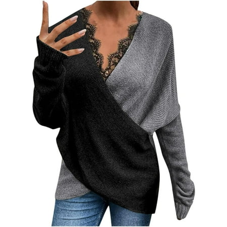 Bospose Long Sleeve Shirt Women V-Neck Shirt For Women Corset Top Lace Top Women S Loose Fashion Colorblock Cross Casual Tops Lady Cross Panel Top Grey L
Bospose Long Sleeve Shirt Women V-Neck Shirt For Women Corset Top Lace Top Women S Loose Fashion Colorblock Cross Casual Tops Lady Cross Panel Top Grey L