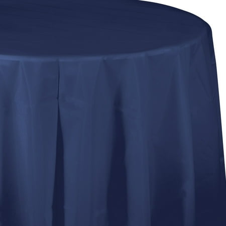 Navy Blue Round Plastic Tablecloths 3 Count